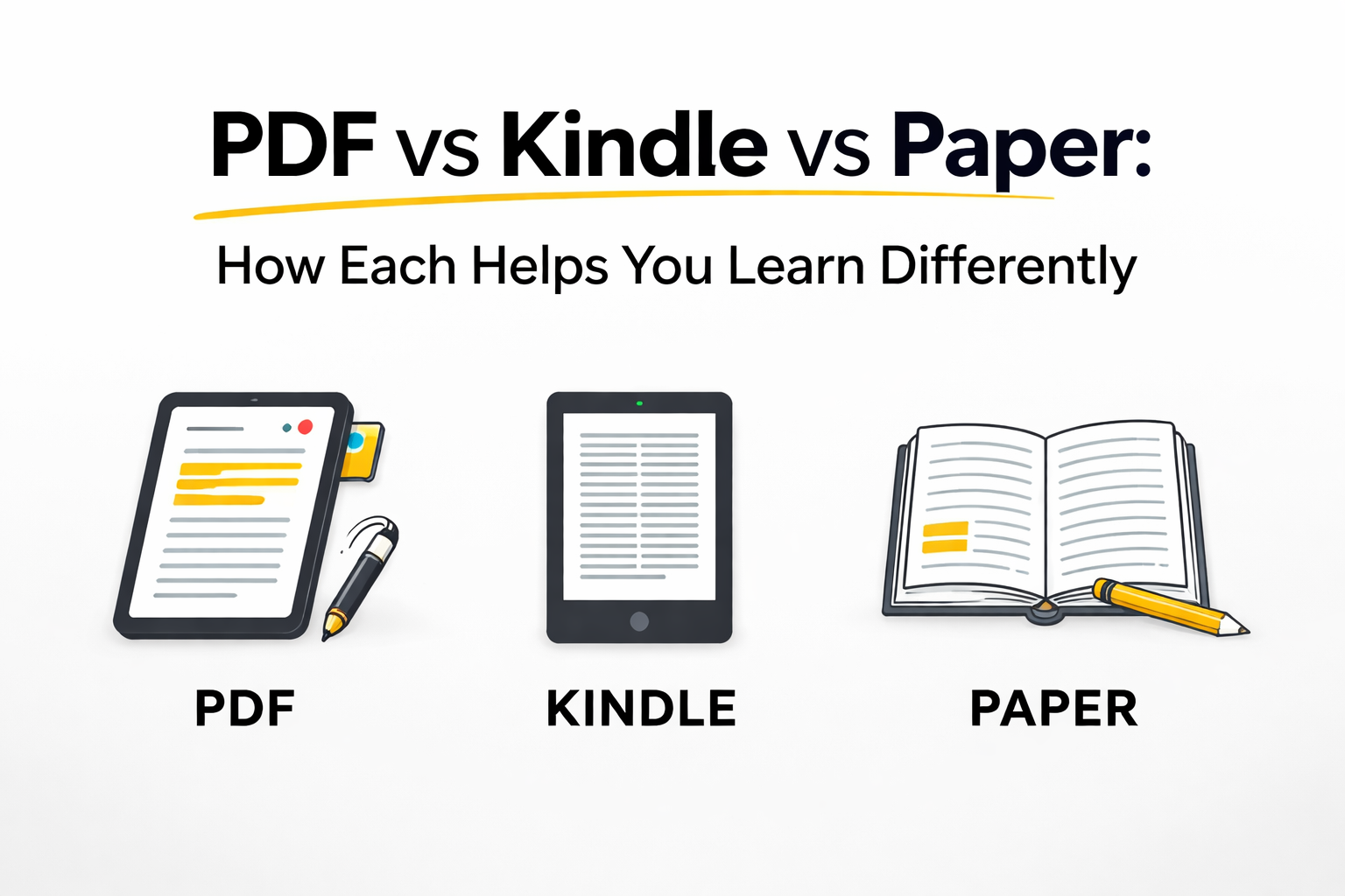 PDF vs Kindle vs Paper: How Each Helps You Learn Differently cover image
